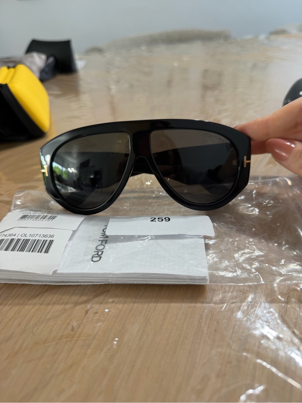 Tom Ford Black Men's Pilot Sunglasses with Gold Accents
